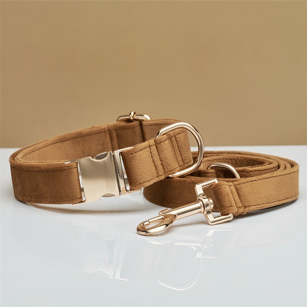 Multiple Colour Velvet Personalise Dog Collar Leash Set With Bow - 8