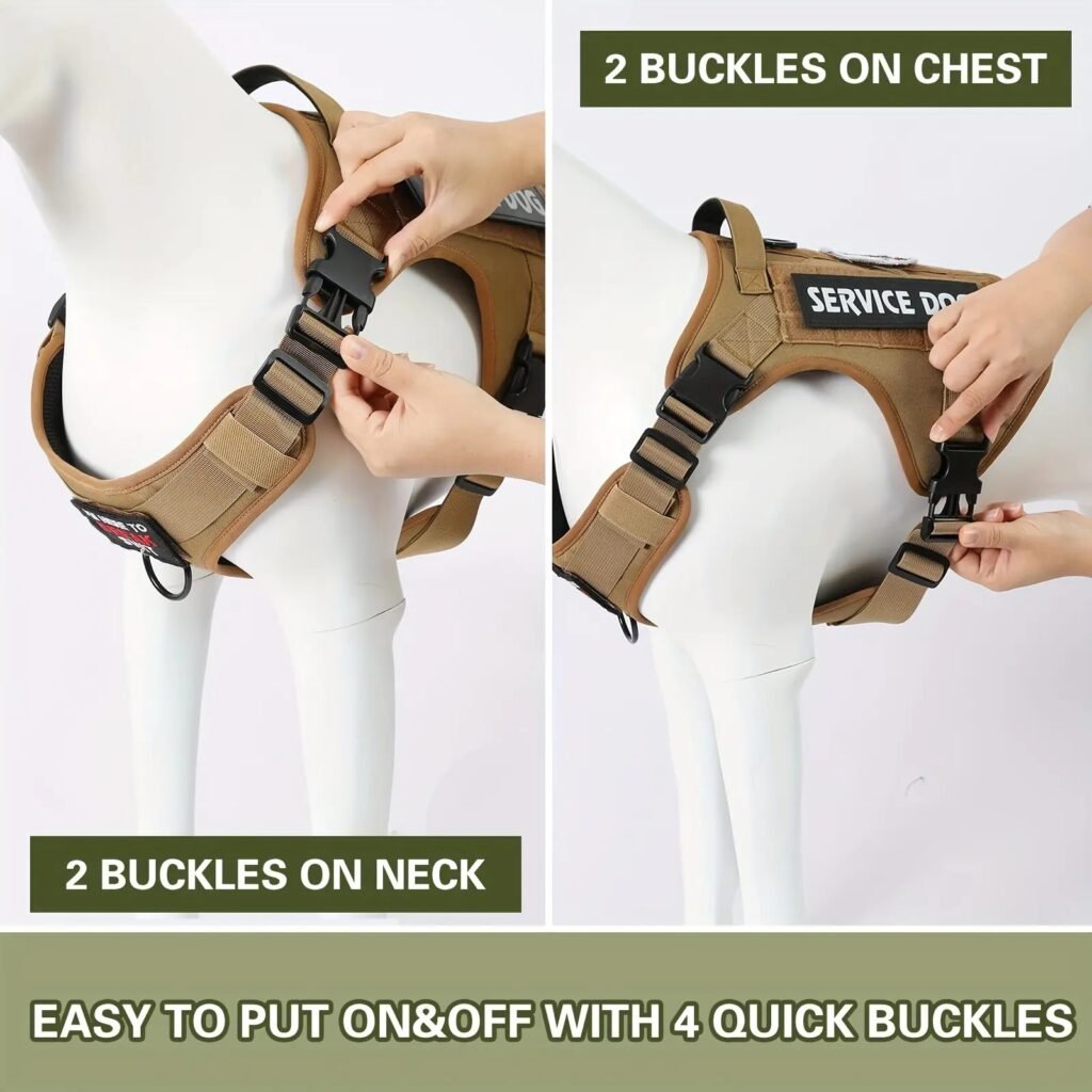 American Local Tactical Pet Boobs Service Dog Harness Vest Adjustable Reflective Dog Harness Metal Buckle Hiking Training - 4