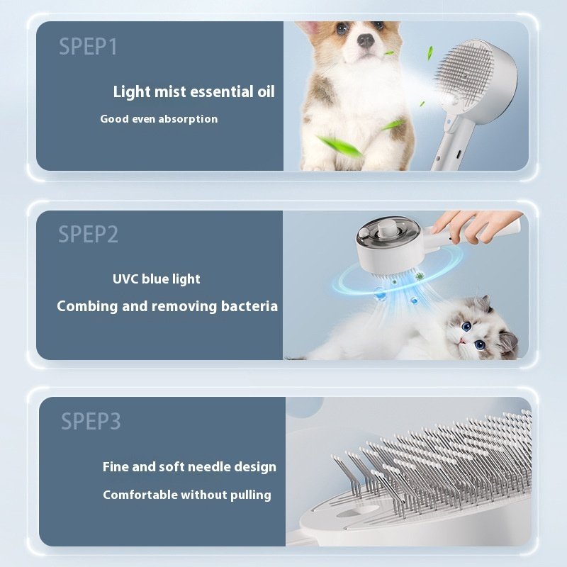 Animal Hair Remover Brush Dog And Cat Steam Brush Pet Self Cleaning Dog Brush Grooming Removes Cat Hairs Cat Dog Accessories Pet Products - 9