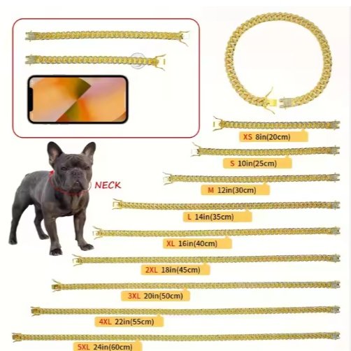 US LOCAL STOCK Hiphoppet Beautiful Hot Sale Luxury Alloy Dog Chain Sparkling Diamond Secure Metal Chain Choker For Dogs And Cats - 3