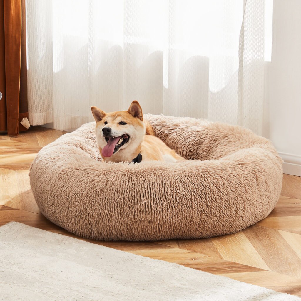 24 Inch Anti-Slip Round Fluffy Plush Faux Fur Cat Bed, Fits Up To 25 Lbs Pets - 8