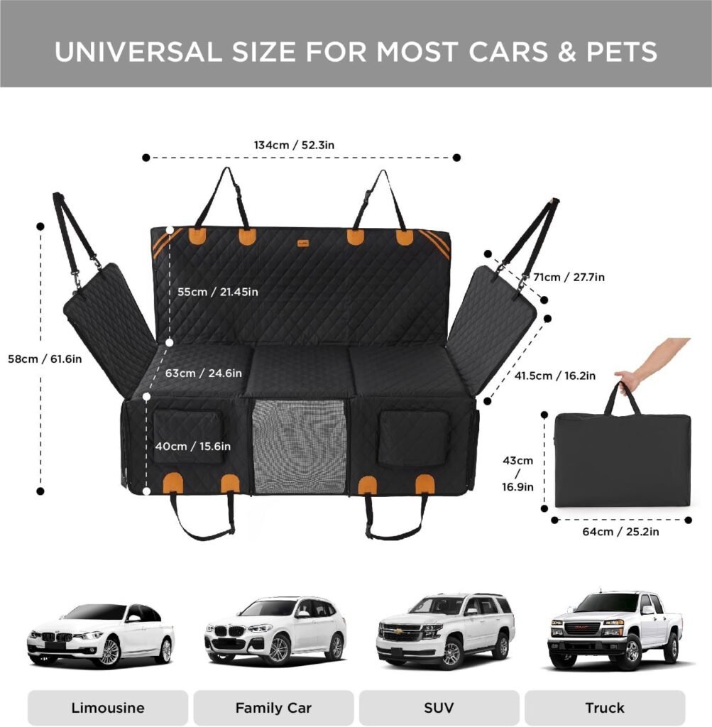 Made4Pets Pet Dog Car Back Seat Cover Back Seat Extension Pad Can Bear 400 Pounds Waterproof And Non-slip Dog Car Hammock Eight-layer Hard Bottom With PE Foam Easy To Install And Clean - 7