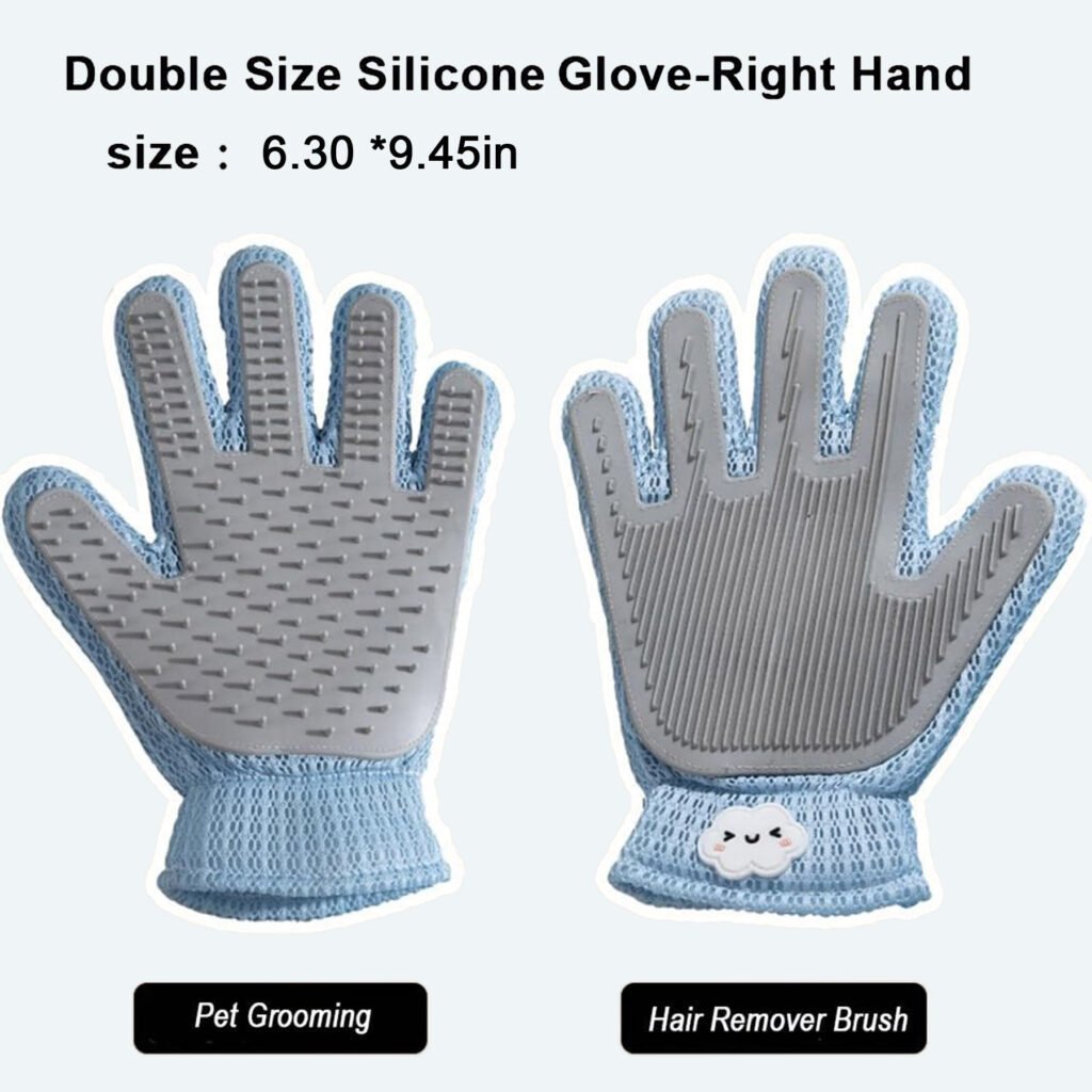 2in1 Double Sided Pet Grooming Glove, Deshedding Massage Brush Mitt For Cats & Dogs, Remove Loose Fur On Pets & Furniture, Easy Clean - 3