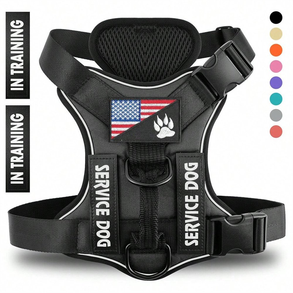 Reflective Breathable Solid Color Polyester Dog Strap - 2