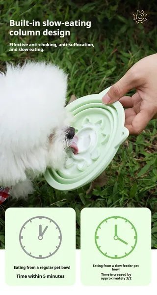 3-in-1 Pet Travel Collapsible Bowl Foldable Slow-Feeder With Strong Suction Cups  Portable Silicone Dog Bowl With Hook For Hanging On Collar-Backpack - 3