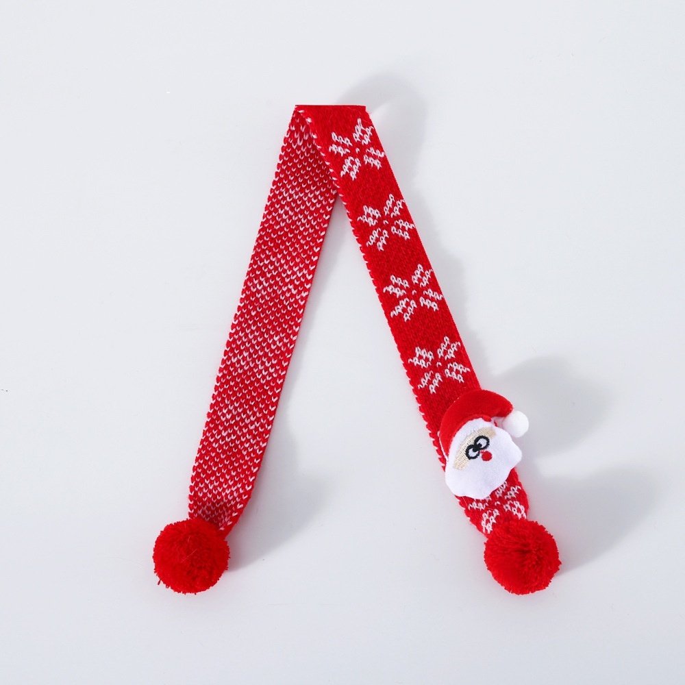 Pet Cat Dog Knitted Wool Plaid Snowflake Santa Claus Scarf Warm Christmas Three-dimensional Hat - 9