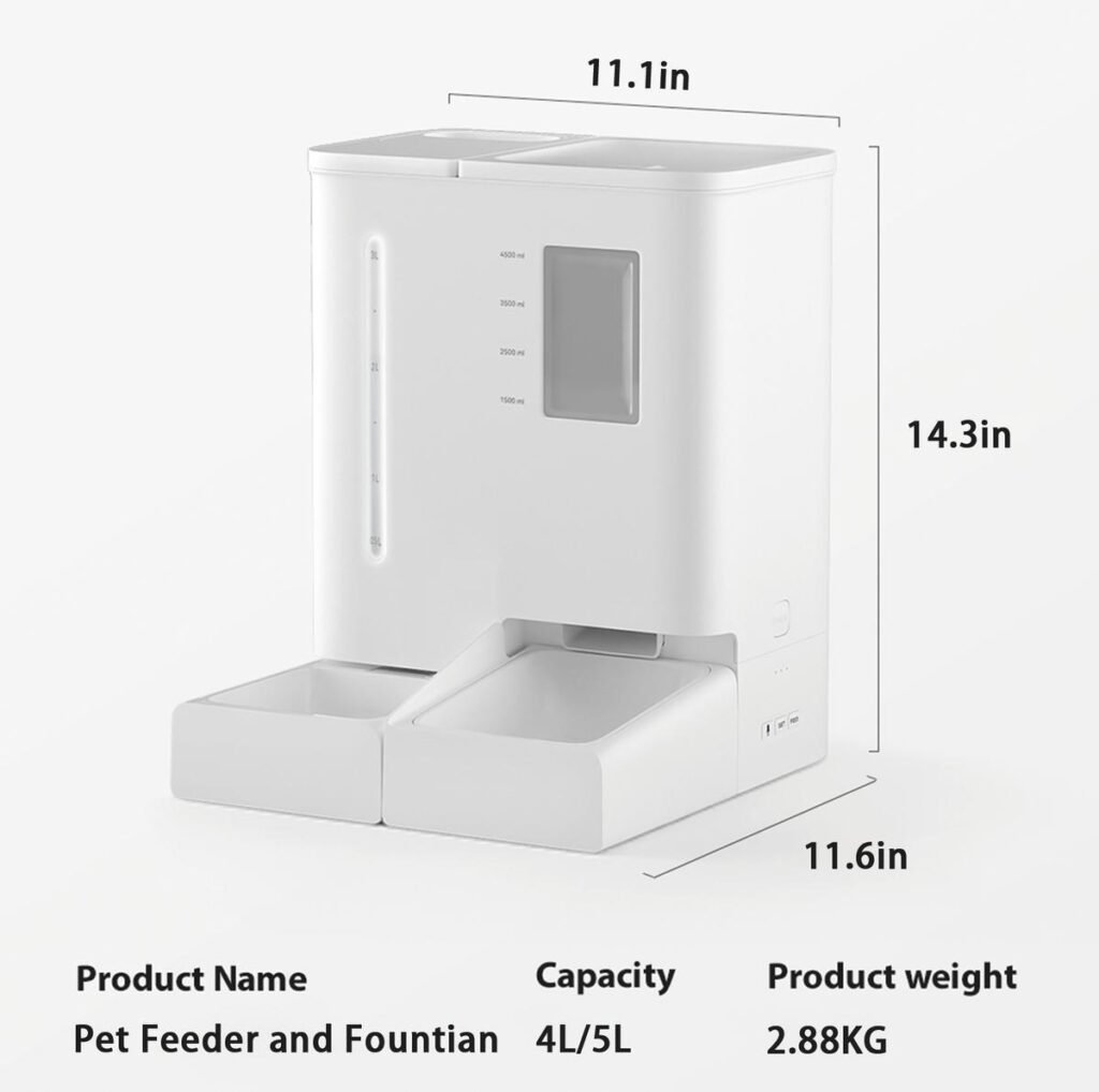 Waithem WiFi Automatic Pet Feeder & Waterer 2-in-1 Set App-Controlled, 2-Week Capacity, Detachable &Washable, Moisture-Proof - 2