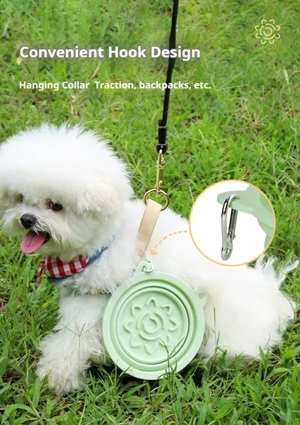 3-in-1 Pet Travel Collapsible Bowl Foldable Slow-Feeder With Strong Suction Cups  Portable Silicone Dog Bowl With Hook For Hanging On Collar-Backpack - 4