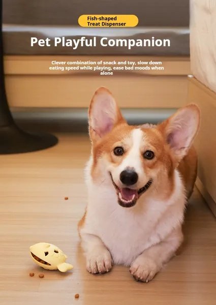 Fish-Shaped Dog Treat Dispenser Toy-Food-Grade Silicone Slow Feeder For Boredom Relief, Self-Entertainment & Pet Interaction – Durable Chew Toy With Treat Leakage Design, Teeth Cleaning Surface - 3