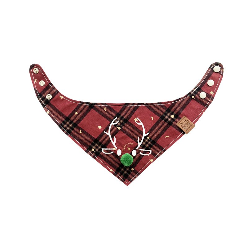 Pet’s Saliva Towel Christmas Deer Scarf Large Medium And Small For Cats And Dogs Triangular Binder - 4