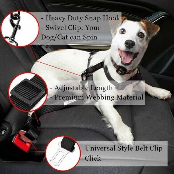 2 Pack Cat DOG PET Safety Seatbelt Car Vehicle Seat Belt Adjustable Harness Lead - 3