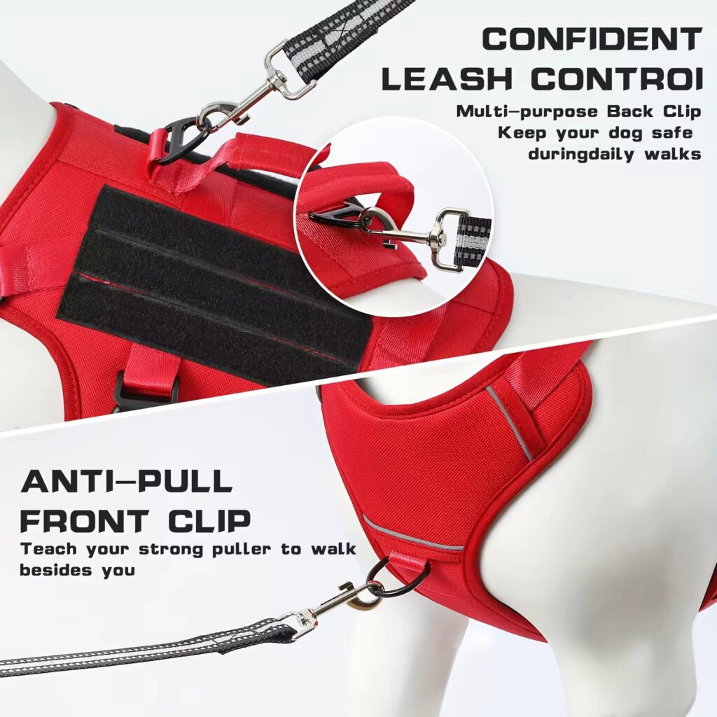 Heat-resistant Durable Nylon Tactical Service Dog Harness, Adjustable No-pull Reflective Vest With Dual Handles For Large Dogs - 3