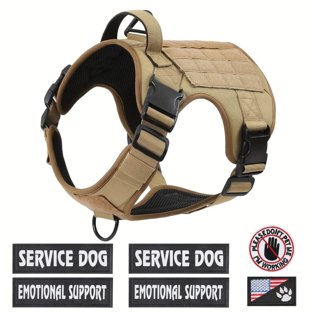 American Local Tactical Pet Boobs Service Dog Harness Vest Adjustable Reflective Dog Harness Metal Buckle Hiking Training - 9