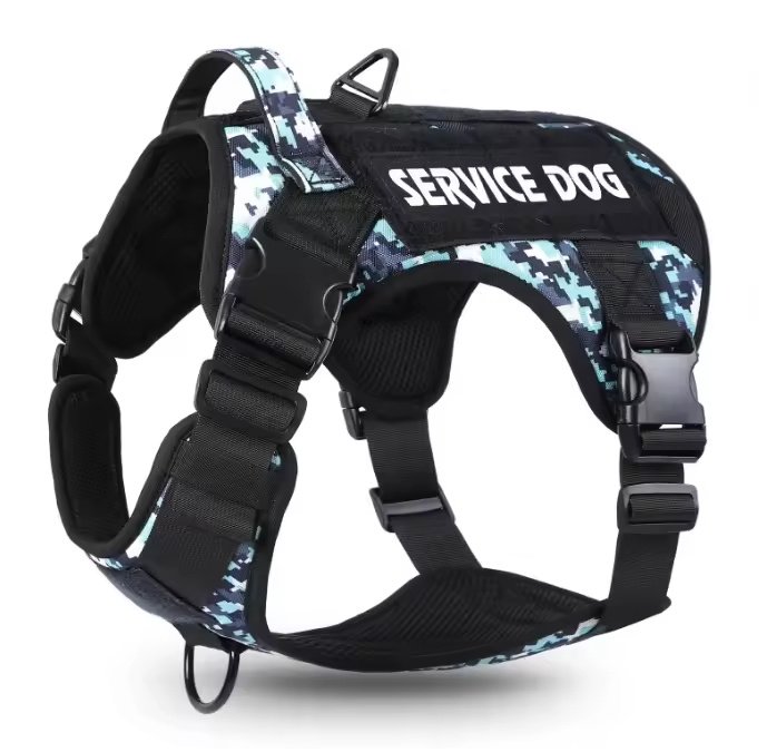 Tactical Pet Chest Service Dog Harness Vest Adjustable Reflective Dog Harness Metal Buckle Hiking Training - 4