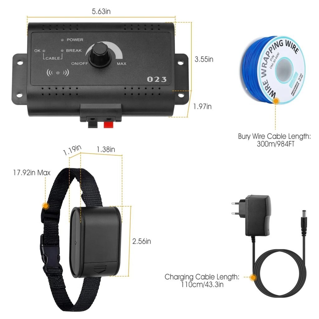 Electric Dog Fence System Pet Tone Shock Boundary Containment Water Resistant Collar Receiver For Small Medium Large Dog - 3