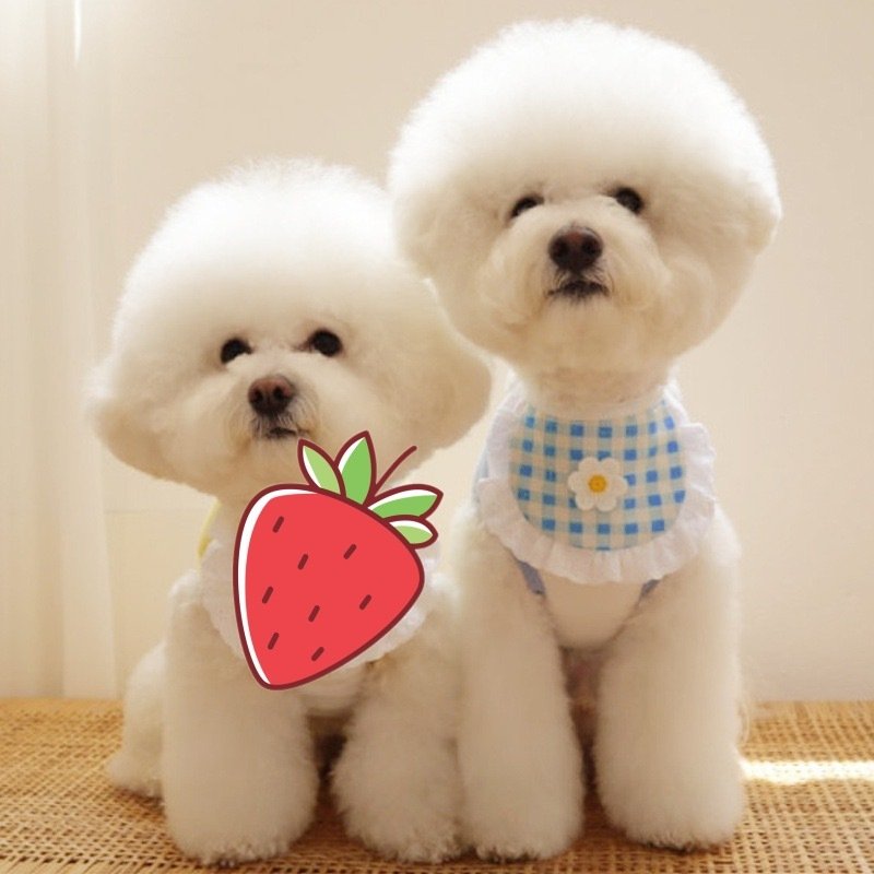 Cute Puppy Dog Plaid Flower Bib Pet Saliva Towel - 2