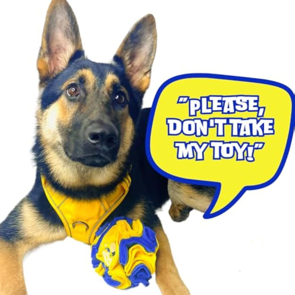 Interactive Toy Foraging Dog Puzzle Ball – Dog Enrichment Toys Vibrant Yellow And Blue Optimal Visual Stimulation Toys For Blind Dogs Snuffle Ball For Dogs - 4