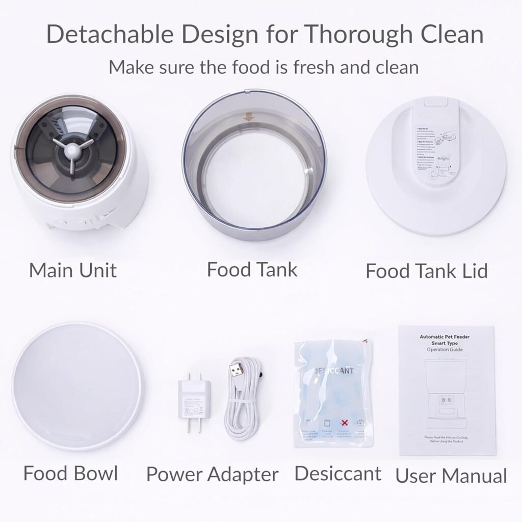 Waithem Wi-Fi Automatic Cat Feeder, Timed Dry Food Dispenser, App-Programmable Portion Control, Up To 10 Meals Per Day, Dual Power Supply, Suitable For Cats And Small Dogs - 8