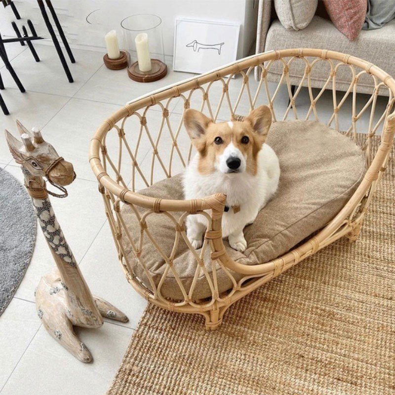 Pet Bed Handmade Rattan Woven Pet Bed Sofa For Dogs - 2