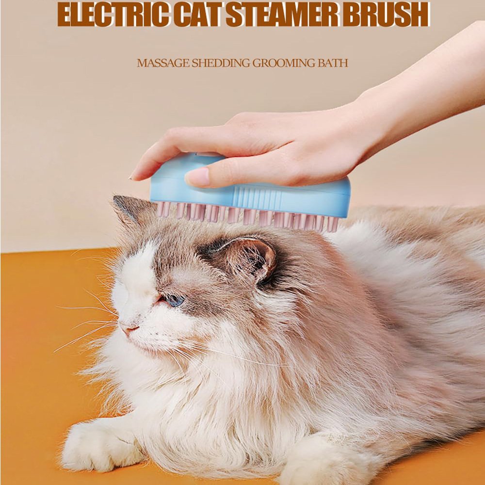Rechargeable Steam Cat Brush, Cute Paw Shape Pet Steamer Grooming Brush With Soft Silicone Teeth For Dog Cat Massage, Shedding & Hair Removal - 8