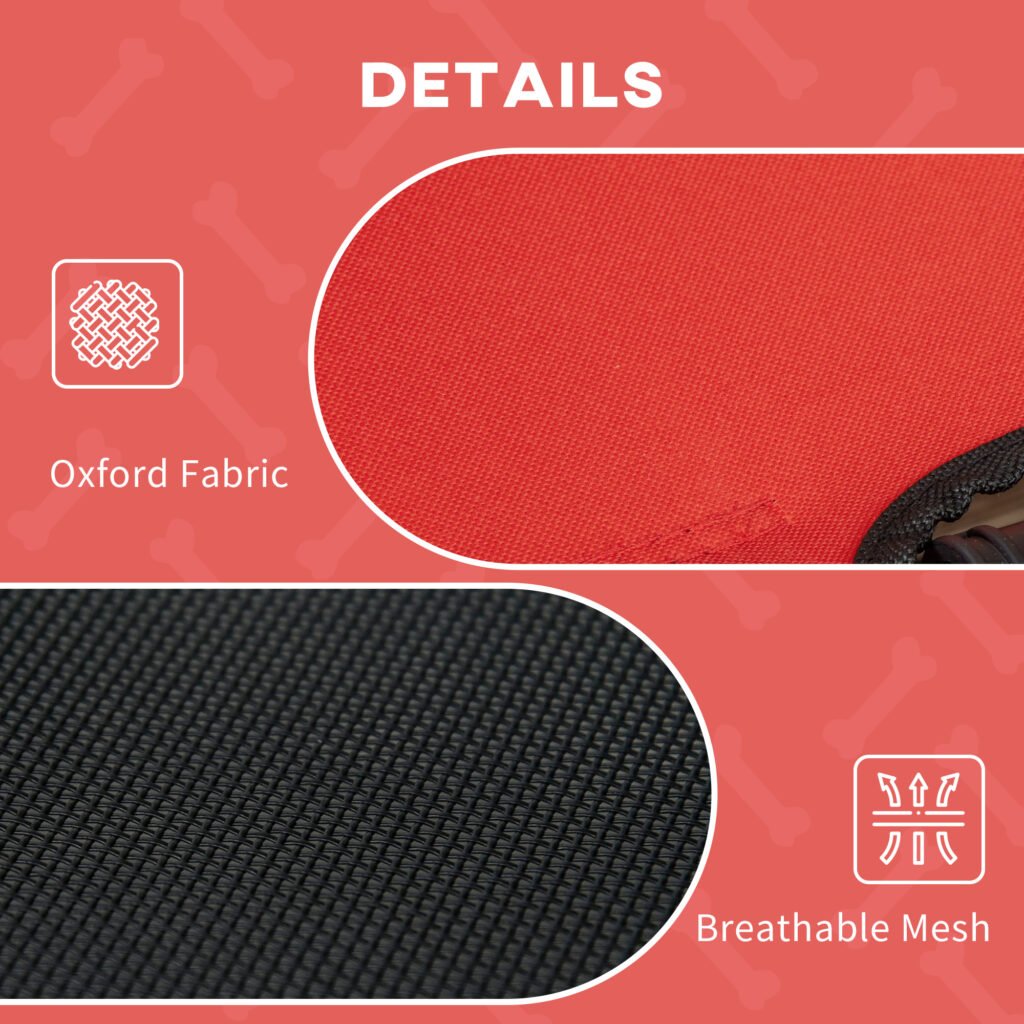 48″ x 36″ Elevated Portable Dog Cot Cooling Pet Bed with UV Protection Canopy Shade, Red - 7