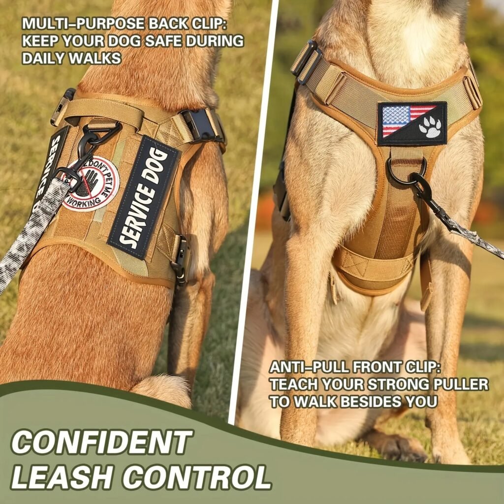 American Local Tactical Pet Boobs Service Dog Harness Vest Adjustable Reflective Dog Harness Metal Buckle Hiking Training - 8