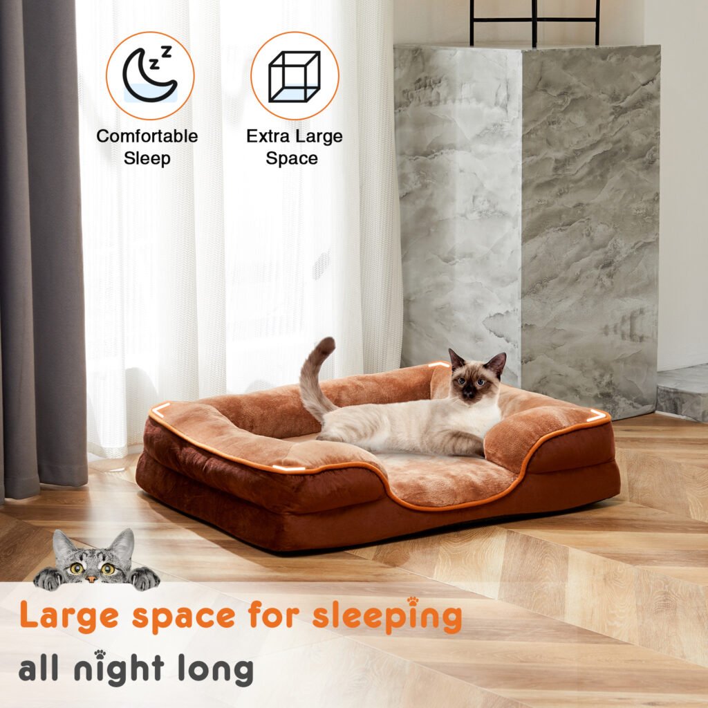 Memory Foam Pet Bed For Small Dogs & Cats With Washable Removable Cover Non-Slip Base Waterproof Liner - 3