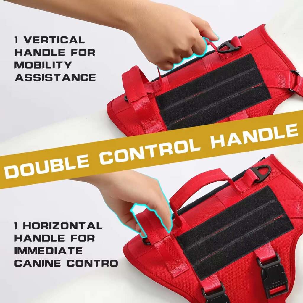 Heat-resistant Durable Nylon Tactical Service Dog Harness, Adjustable No-pull Reflective Vest With Dual Handles For Large Dogs - 9