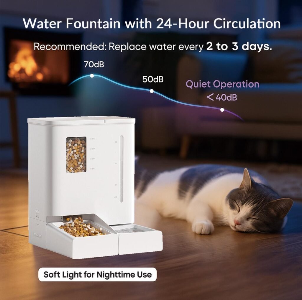 Waithem WiFi Automatic Pet Feeder & Waterer 2-in-1 Set App-Controlled, 2-Week Capacity, Detachable &Washable, Moisture-Proof - 6
