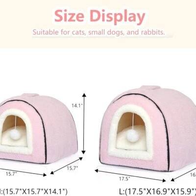 Cat Bed For Indoor Cats Foldable Cat Cave Anti-Slip Water-Resistant Bottom Cat Houses For Indoor Cats Or Small Dogs Kitten Tent