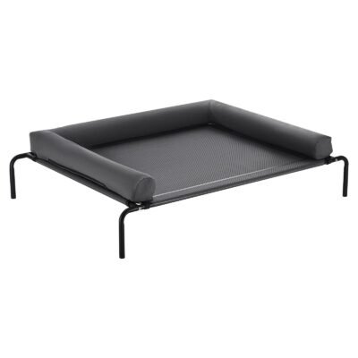 Elevated Dog Bed For Large Dogs XL, Raised Dog Bed Cot With Washable Pillow, Indoor & Outdoor Cooling Dog Bed Hammock, Heavy Duty Steel Frame Dog Bed With Breathable Teslin Mesh, Grey