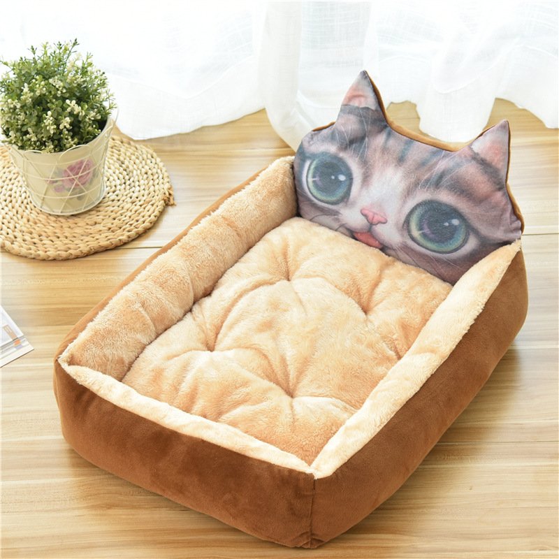Large Pet Cat Dog Bed 7Colors Warm Cozy Dog House Soft Fleece Nest Dog Baskets - 7