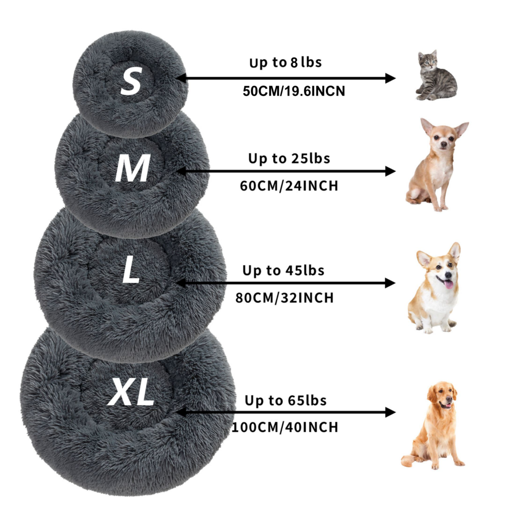 Zippered Fluffy Donut Dog Bed Warm Soft Long Plush Pet Cushion Dog House Cat Bed Washable Pet Sofa Mat Calming Small Large Dog Beds - 2