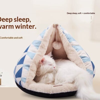 Warm Cat Cave Bed 2 in 1 Converts to Nest Bed
