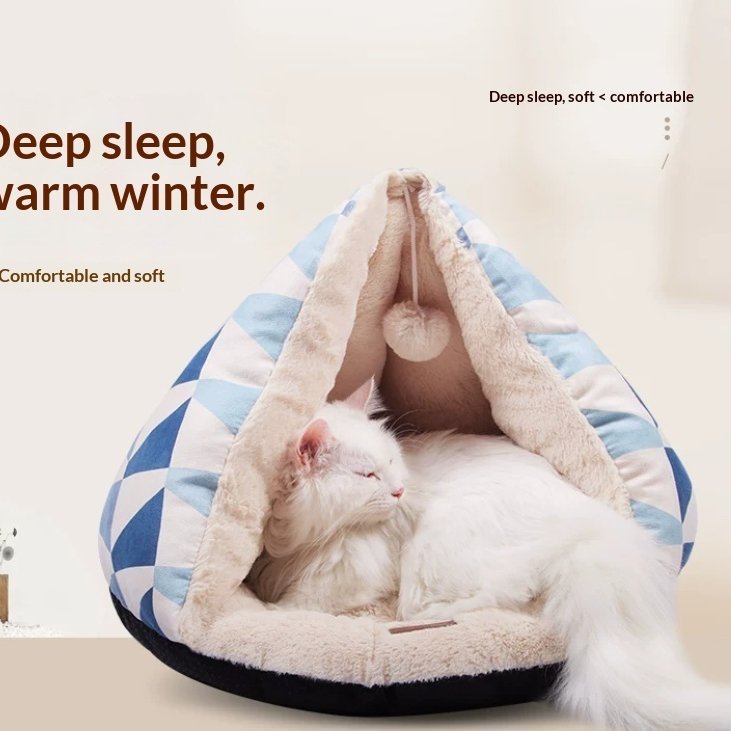 Warm Cat Cave Bed 2 in 1 Converts to Nest Bed