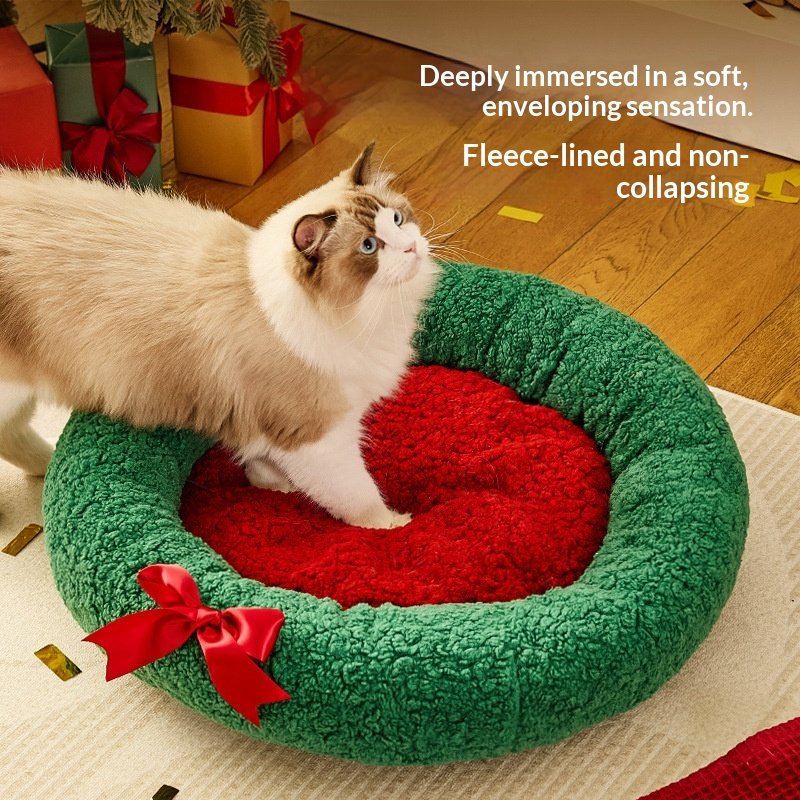 Winter Christmas Cat Bed Warm And Thickened Deep - 3