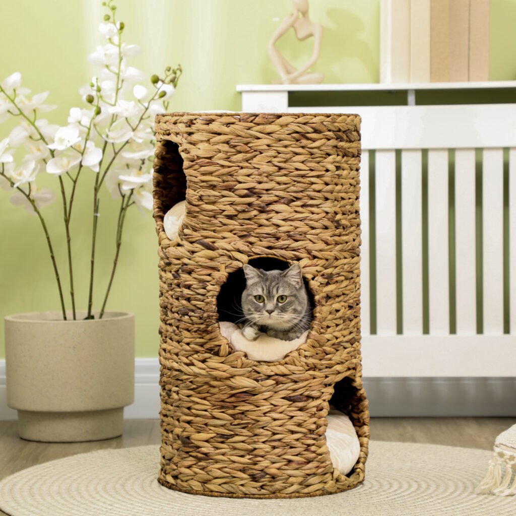 Elevated Cat Bed with Hideaways, 3 Story Kitty Tower for Indoor Cats - 3