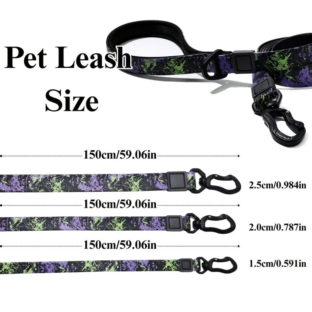 Embossed UV Printed Dog Leash & Collar Set 1.5cm Wide, Waterproof Tear-Resistant Easy To Clean PVC Set, Stylish Patterned Walking Training Gear For Small Dogs - 9