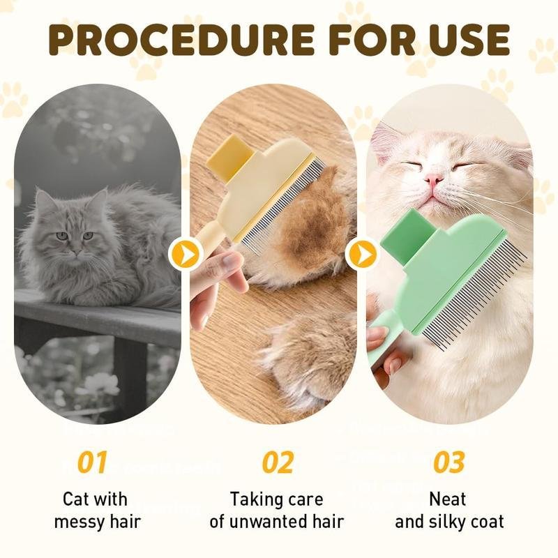 Cat And Dog Comb, Knot Remover, Hair Removal Tool, Pet Self-cleaning Comb, For Long Hair, Massage, Knot Removal, Hair Removal Exclusively - 3