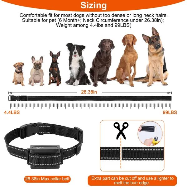 Dog Training Collar Receiver IP67 Waterproof Dog Bark Shock Vibration Beep Receiver Up To 3280ft - 3