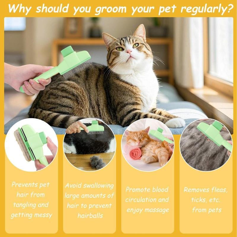Cat And Dog Comb, Knot Remover, Hair Removal Tool, Pet Self-cleaning Comb, For Long Hair, Massage, Knot Removal, Hair Removal Exclusively - 2