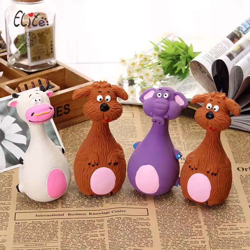 4pcs Cute Latex Dog Chew Toys With Sound, Interactive Biting Toys For Dental Health, Puppy Teething Pet Supplies - 6