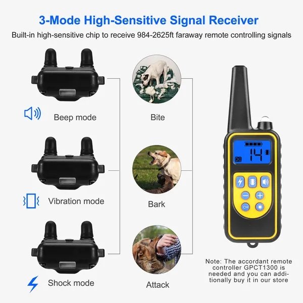 Dog Training Collar Receiver IP67 Waterproof Dog Bark Shock Collar Accessories Adjustable Belt - 4