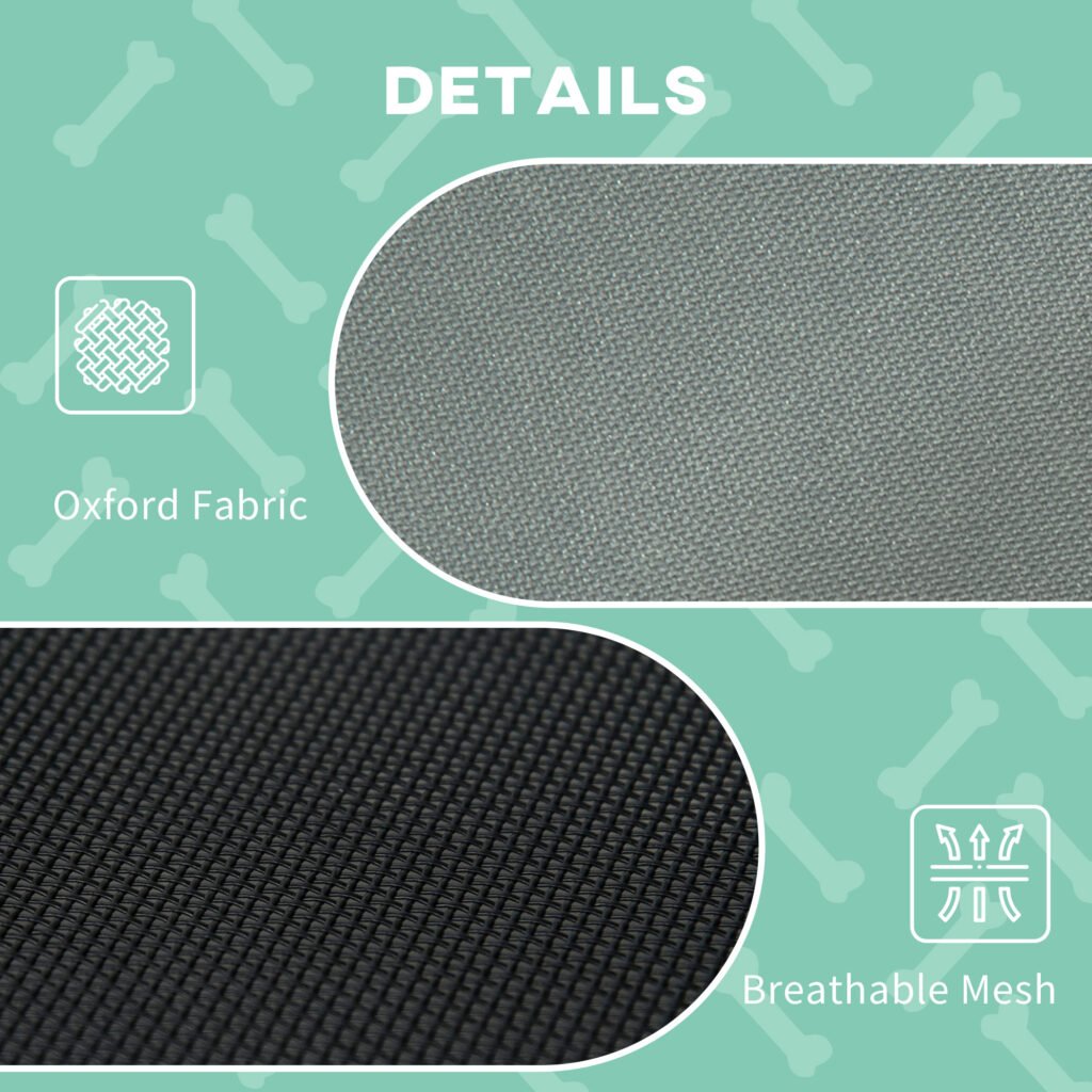 Elevated Dog Bed with Removable Canopy, Outdoor Dog Cot with UV Protection Canopy Shade, 30 inch Pet Bed for Camping, Gray - 2