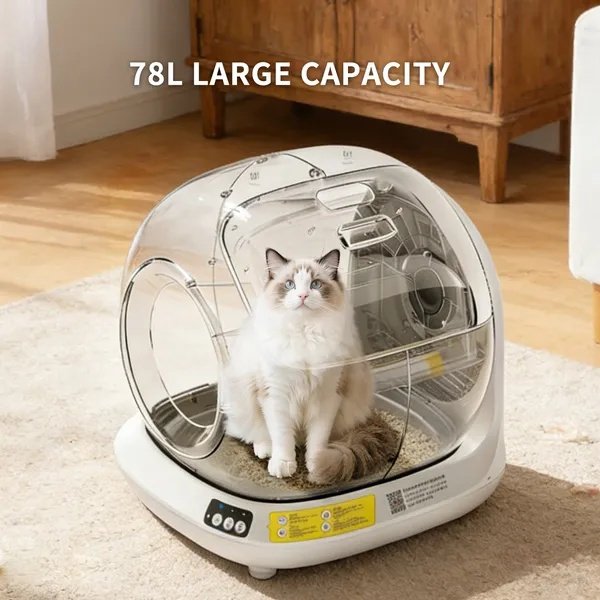 Best Automatic Cat Litter Box, 78L Fully Enclosed Tu-ya APP Smart Self-Cleaning Litter Box For Multi-Cat Homes - 2