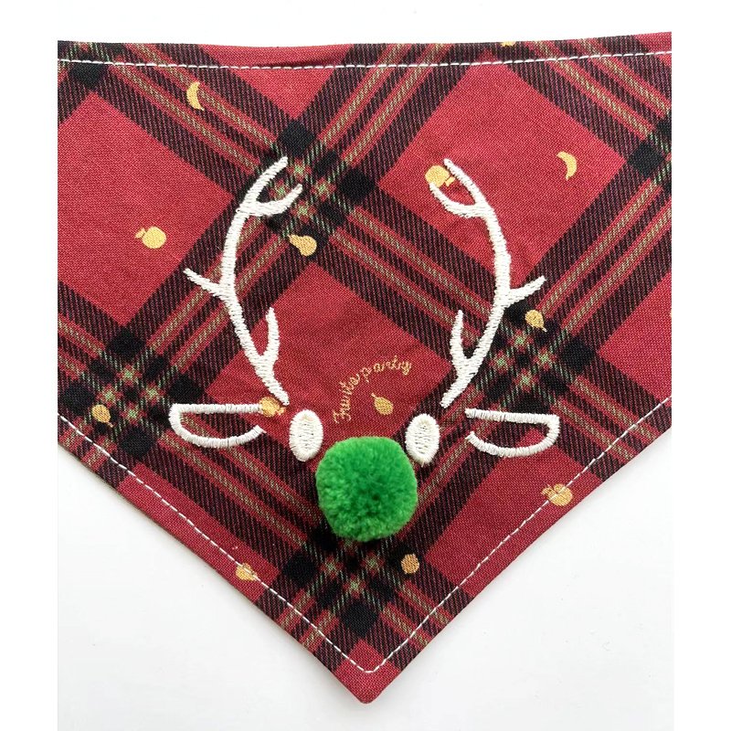 Pet’s Saliva Towel Christmas Deer Scarf Large Medium And Small For Cats And Dogs Triangular Binder - 9