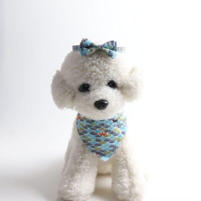 Japanese Style Tang Grass Pattern Cat Collar Two-piece Bow Triangular Binder